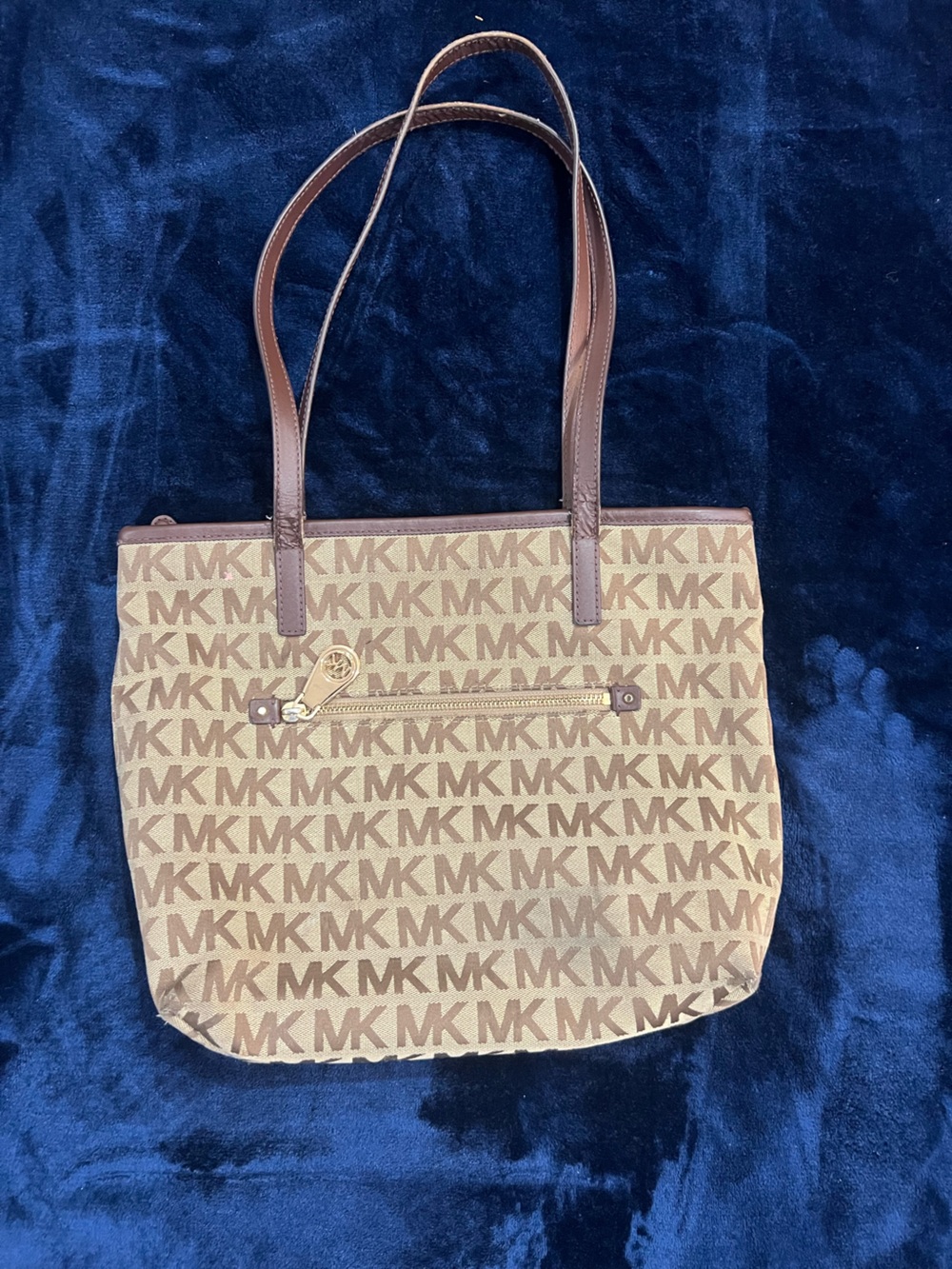 Michael Kors Brown Tan MK Monogram Tote